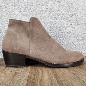 Thursday Boot Co. Suede Ankle Boots Women's‎ Size 8 Taupe Brown Side Zip